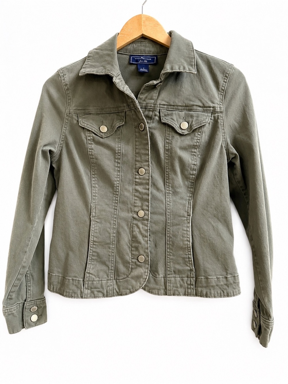 Charter Club Olive Green Button-Front Jean Jacket